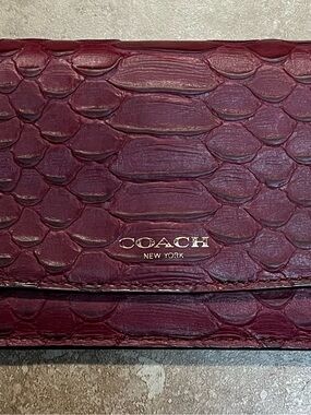COACH Burgundy Python-Embossed Leather Wallet